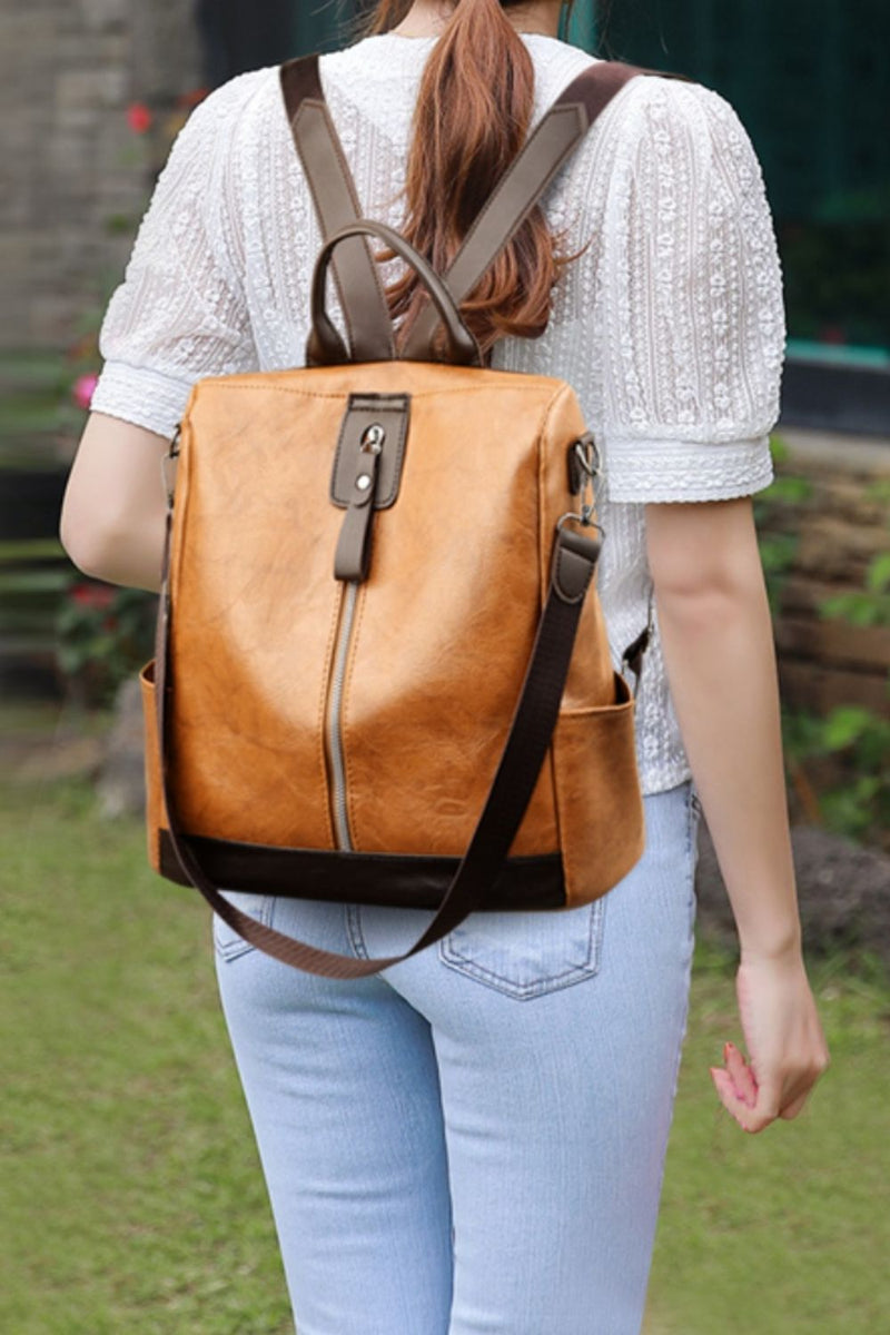 Hazel Blues® |  PU Leather Large Backpack Bag