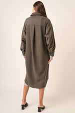 Hazel Blues® |  Mittoshop Button Up Drop Shoulder French Terry Longline Jacket