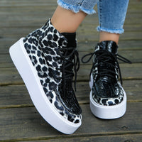 Hazel Blues® |  PU Leather Leopard Platform Sneakers