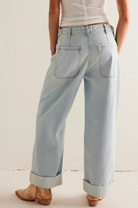 Hazel Blues® |  Washed Wide Leg Jeans with Pockets