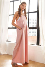 Hazel Blues® |  ADORA Square Neck Wide Leg Overalls with Pockets