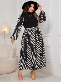 Hazel Blues® | Printed Mock Neck Long Sleeve Midi Dress