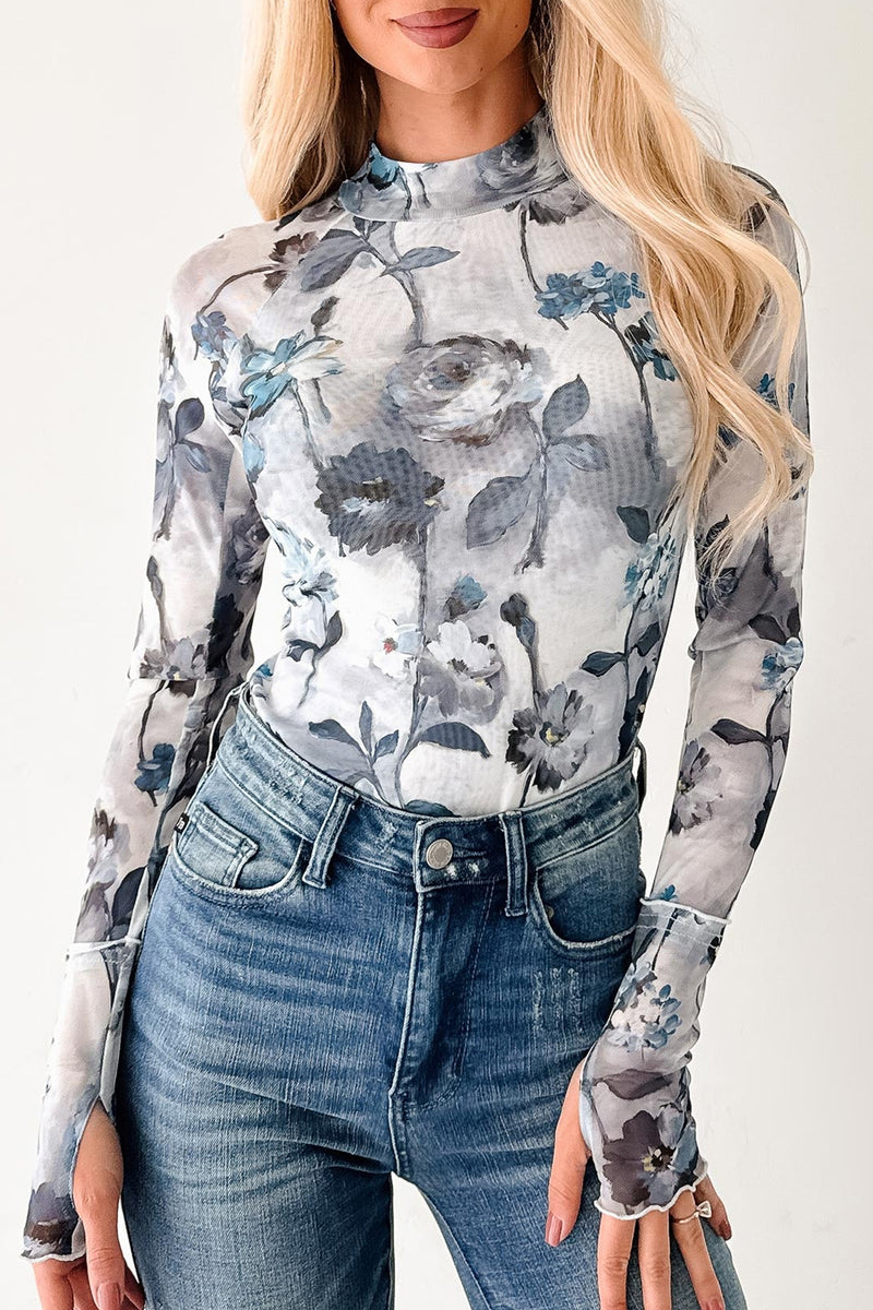 Hazel Blues® | Sunday Bloom Top | Floral Mesh Top