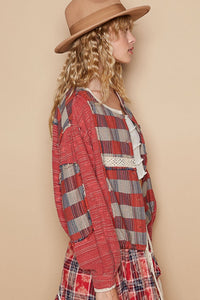 Hazel Blues® |  POL Round Neck Long Sleeve Plaid Shirt