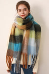 Hazel Blues® |  Thermal Fringe Contrast Plaid Scarf