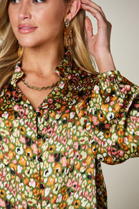 Hazel Blues® |  Double Take Printed Balloon Sleeve Shirt