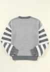 Hazel Blues® |  Striped Round Neck Dropped Shoulder Sweater
