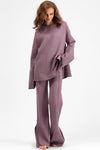 Hazel Blues® |  Basic Bae Slit Round Neck Long Sleeve Top and Drawstring Pants Sweater Set