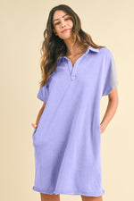 Hazel Blues® |  Annie Wear Mineral Washed Johnny Collar Short Sleeve Dress