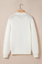 Hazel Blues® |  White Embroidered Bow Boots Graphic Drop Shoulder Sweater