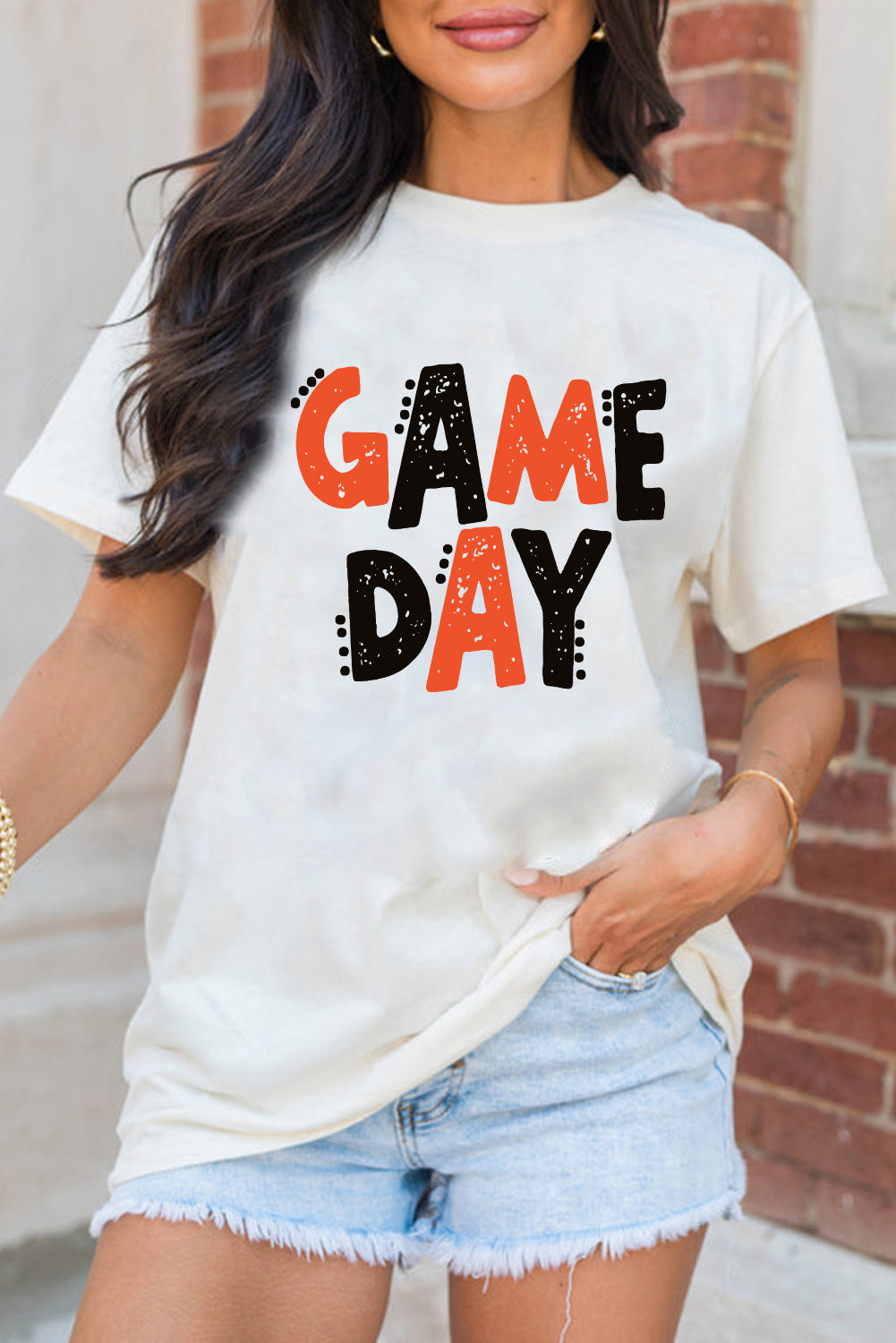 Hazel Blues® |  White GAME DAY Funny Letter Printed Casual Tee