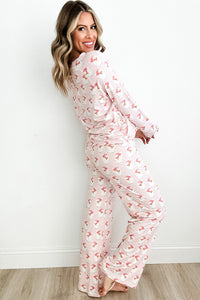 Hazel Blues® |  Santa Print Long Sleeve Top and Pants Lounge Set