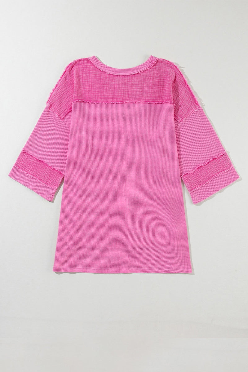 Hazel Blues® |  Pocketed Round Neck Three-Quarter Sleeve T-Shirt