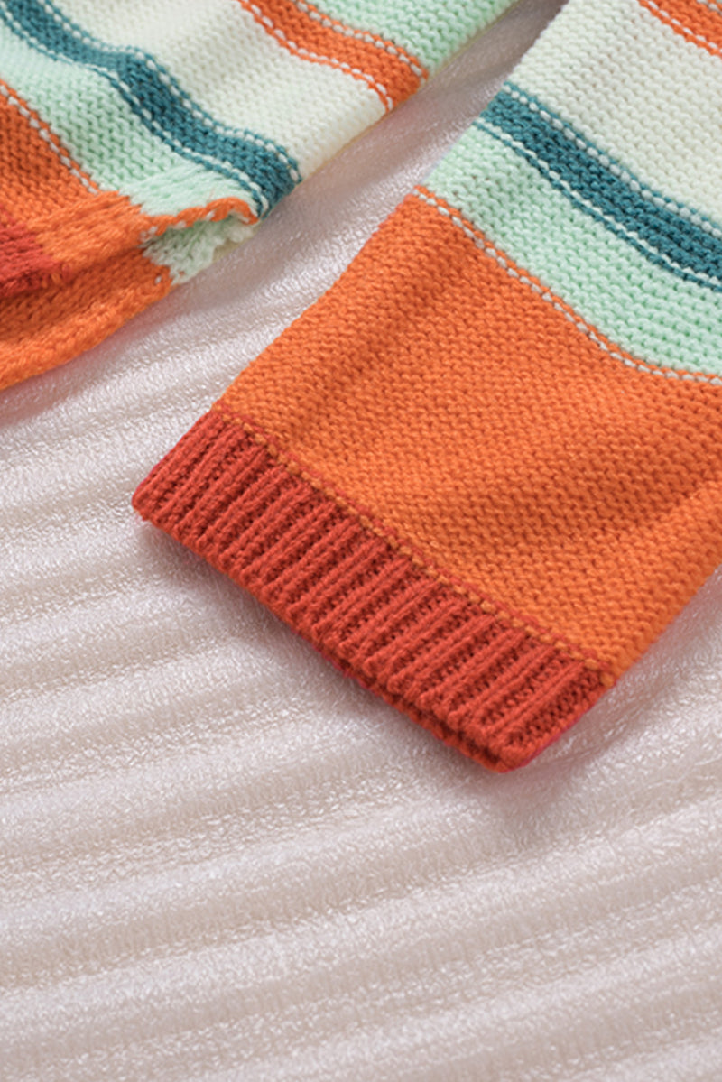 Hazel Blues® |  Contrast Striped Turtleneck Dropped Shoulder Sweater