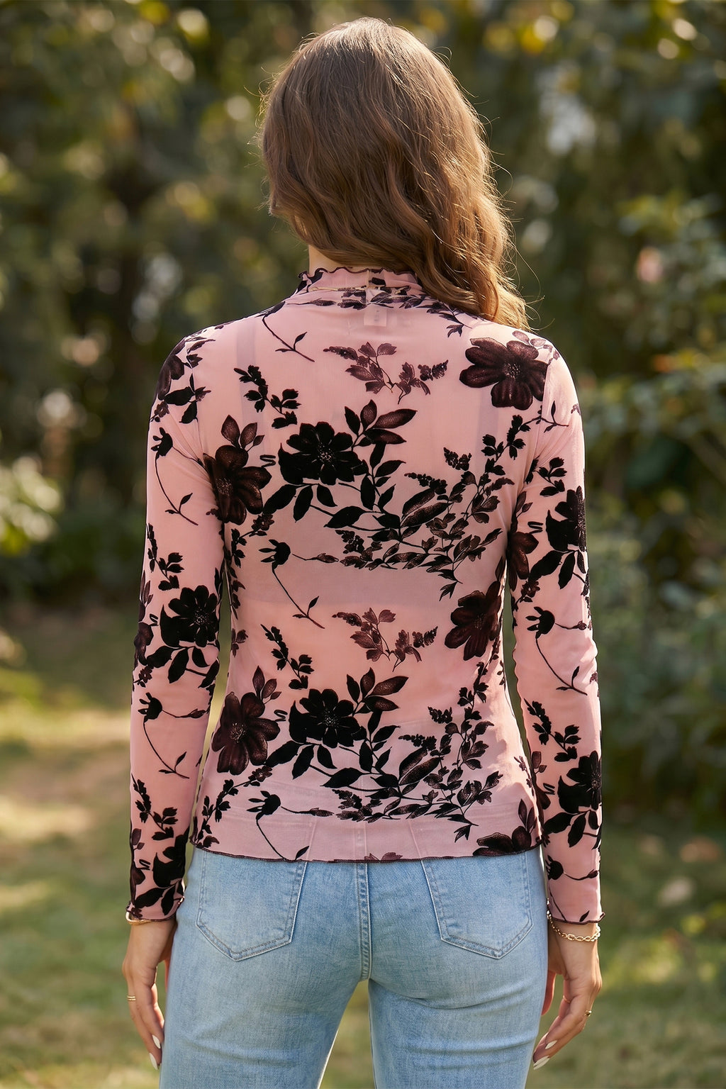 Hazel Blues® |  Sunday Bloom Blouse | Floral Mesh Blouse
