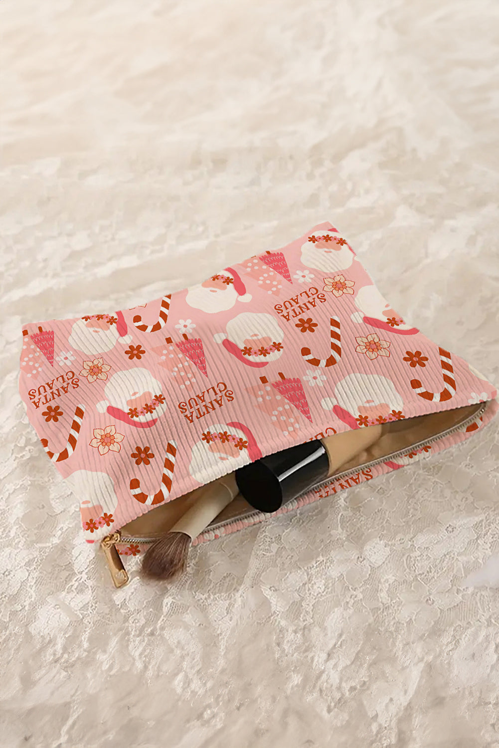 Nutcracker Nights Corduroy Cosmetic Bag — Pink