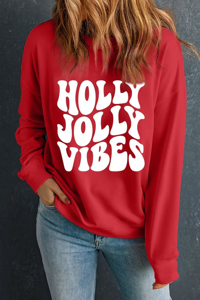 Hazel Blues® |  Letter Graphic Round Neck Long Sleeve Sweatshirt