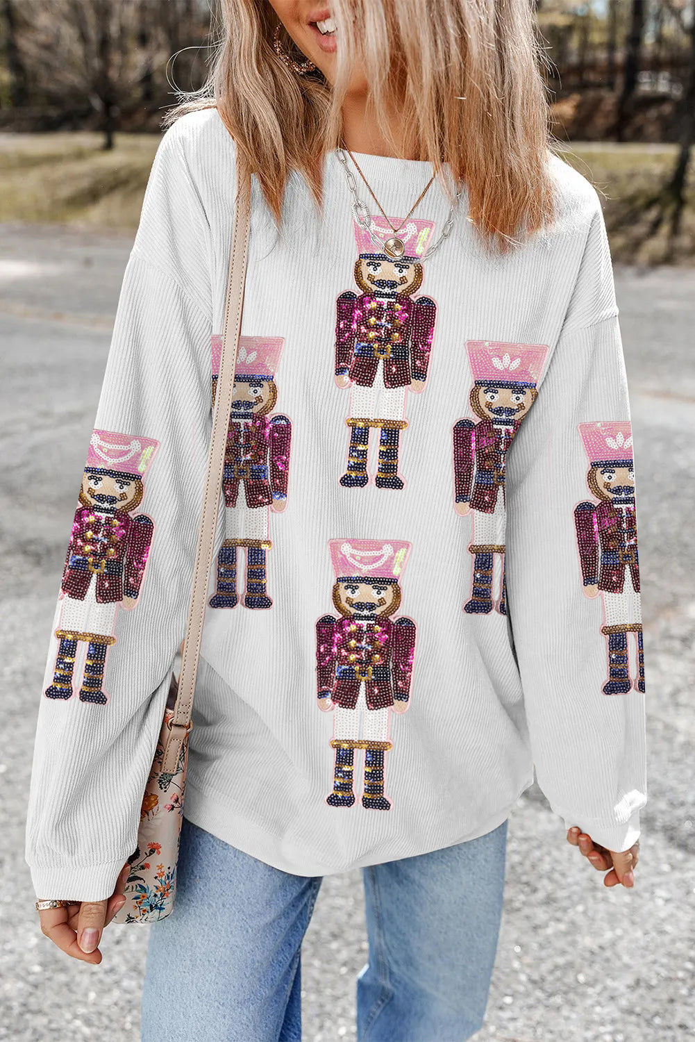 Yuletide Darling Nutcracker Sequin Sweatshirt