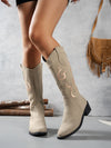 Hazel Blues® |  Embroidered Point Toe Block Heel Boots