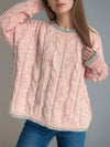 Hazel Blues® |  Cable Knit Round Neck Long Sleeve Sweater