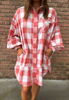 Hazel Blues® |  Plaid Collared Neck Long Sleeve Shirt Dress