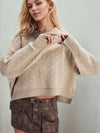Hazel Blues® |  Slit Round Neck Long Sleeve Sweater