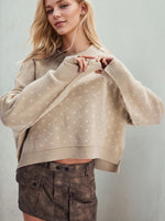Hazel Blues® |  Slit Round Neck Long Sleeve Sweater
