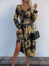 Hazel Blues® |  Perfee Printed Surplice Long Sleeve Midi Dress