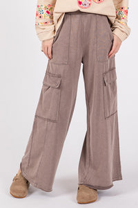 Hazel Blues® |  SAGE + FIG Knit Terry Mineral Wash Wide Leg Pants