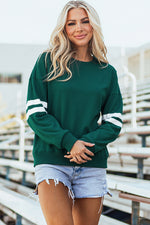 Hazel Blues® |  Evergreen Varsity Striped Detail Drop Shoulder Oversized Sweatshirt