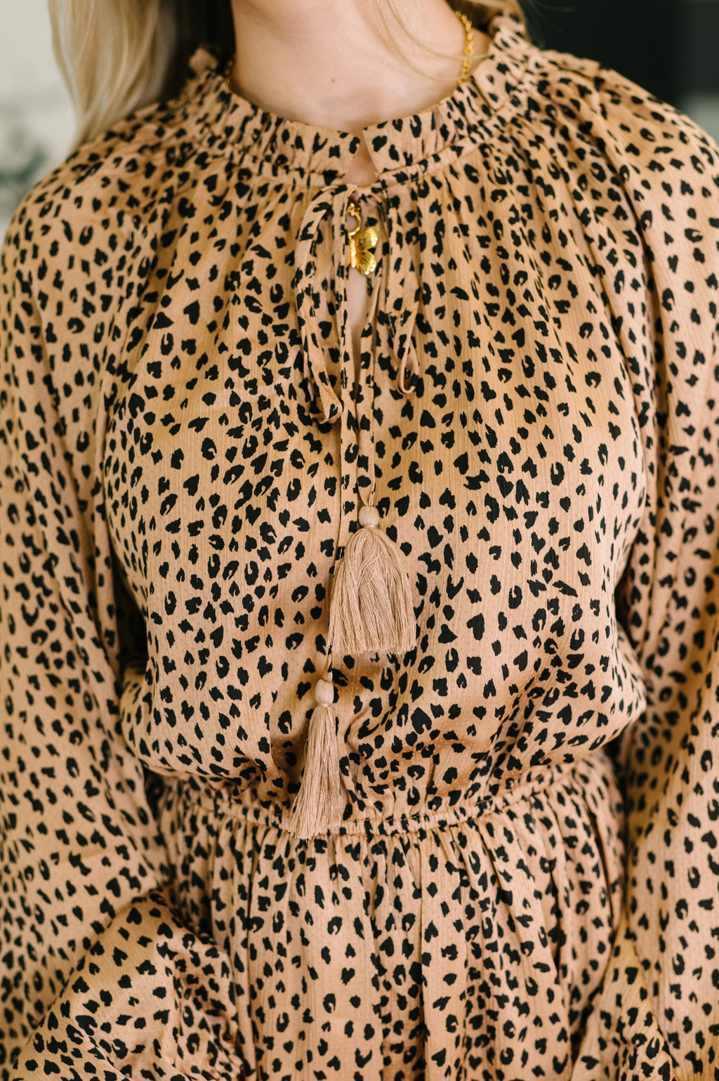 Hazel Blues® |  A Cheeky Little Time Tiered Dress in Pecan Brown