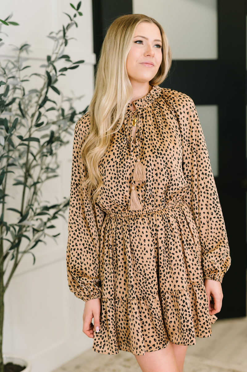 A Cheeky Little Time Tiered Dress in Pecan Brown Large A Cheeky Little Time Tiered Dress in Pecan Brown Large