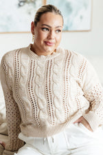 Hazel Blues® |  A Note of Thanks Cable Knit Sweater