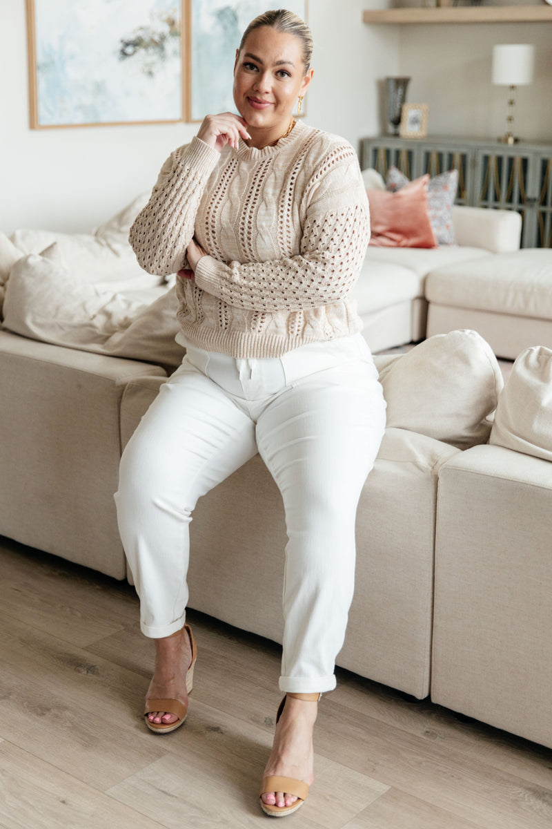 Hazel Blues® |  A Note of Thanks Cable Knit Sweater