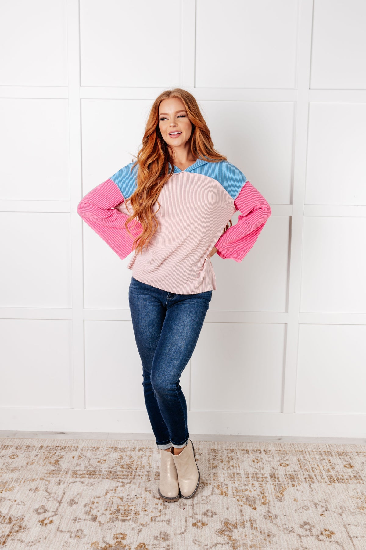 Hazel Blues® |  A-Tisket A-Tasket Color Block Pullover