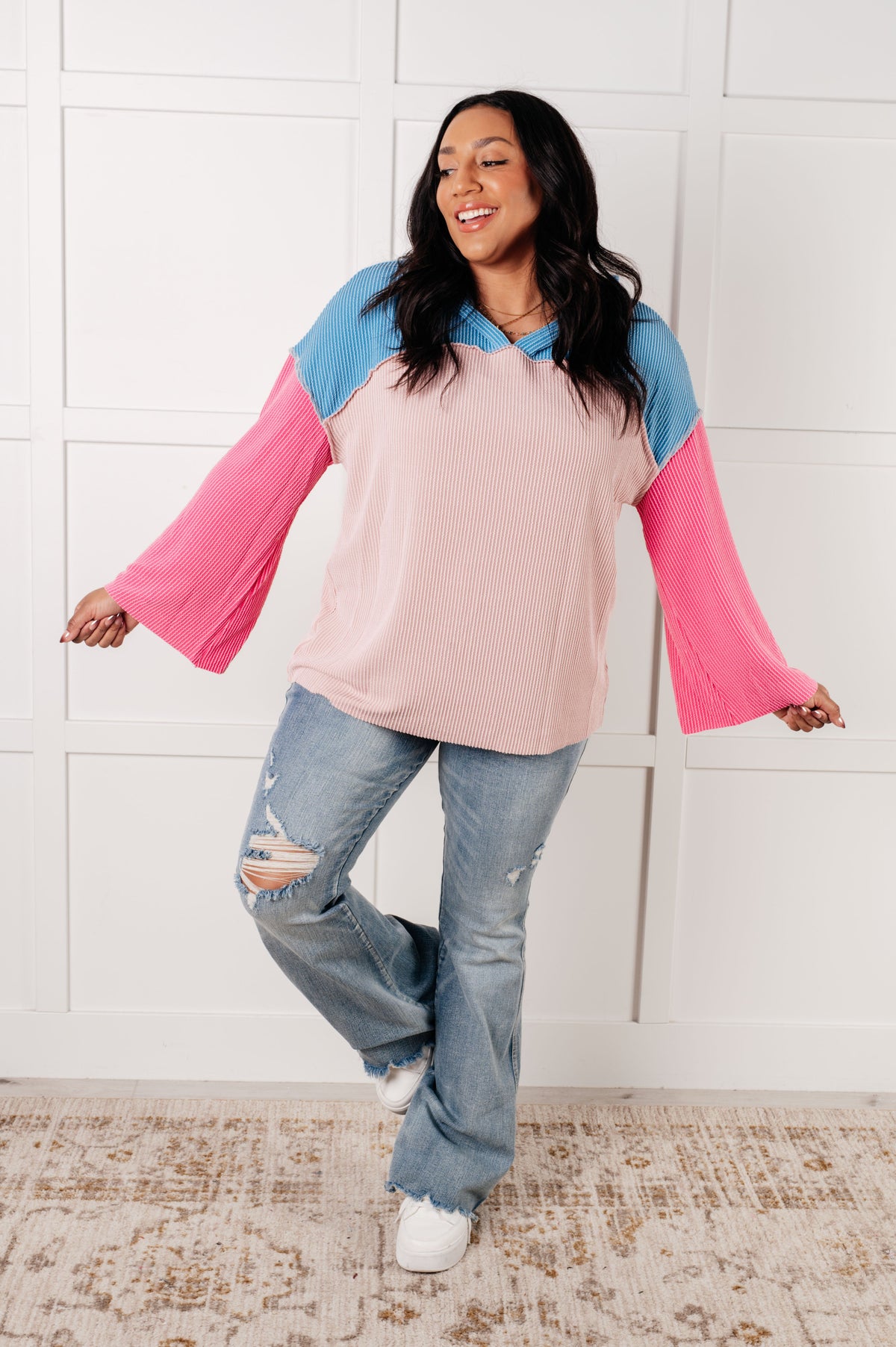 Hazel Blues® |  A-Tisket A-Tasket Color Block Pullover