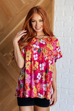 Hazel Blues® |  Flit About Floral Top in Pink