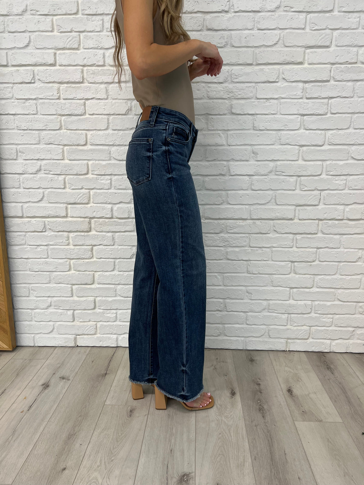 Hazel Blues® |  Addie Mid Rise Vintage Wash Wide Leg Jeans