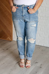 Hazel Blues® |  Aiden High Rise Patch Pocket Distressed Boyfriend Jeans