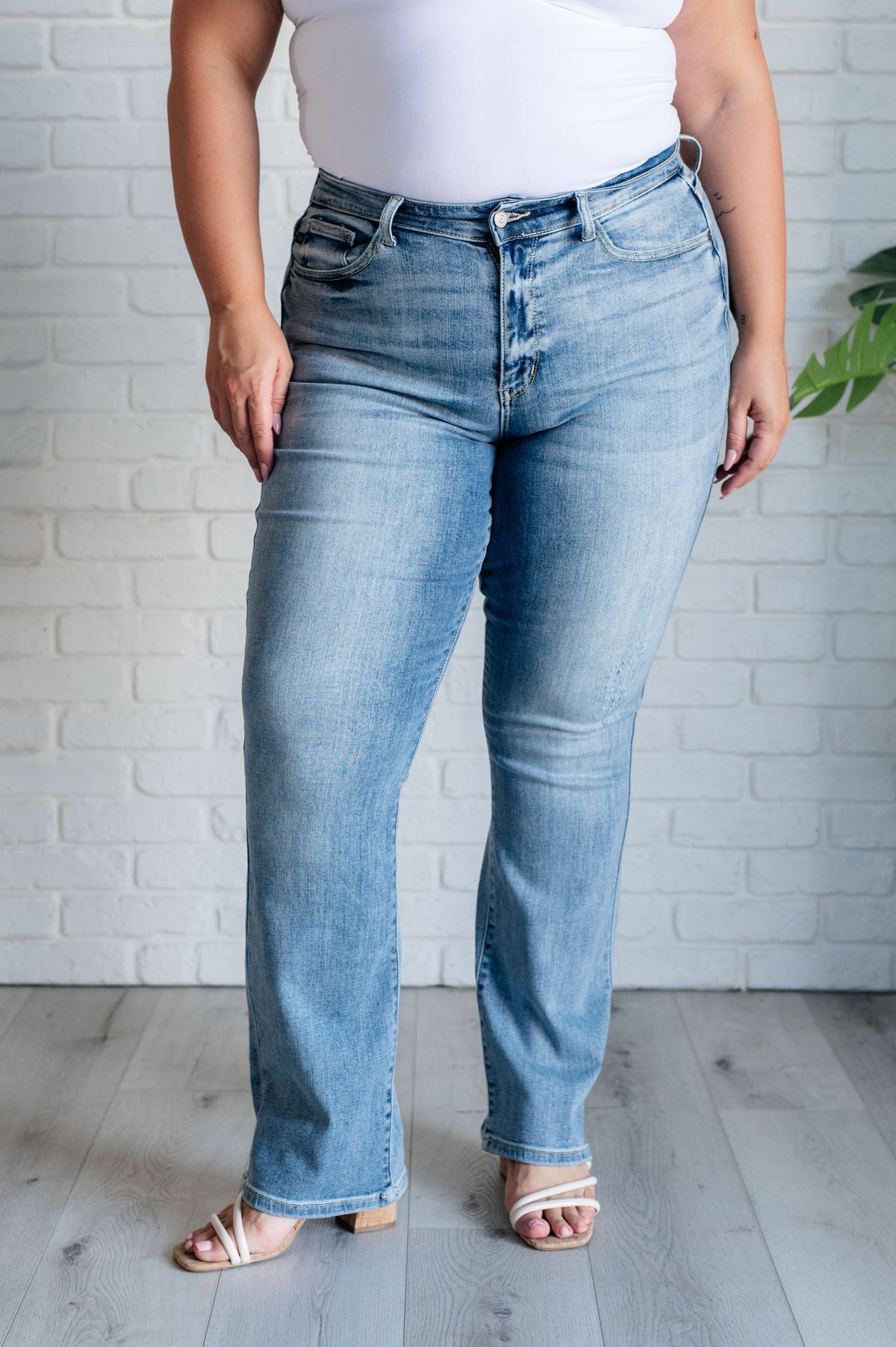 Hazel Blues® |  Alana Mid Rise Clean Bootcut Jeans