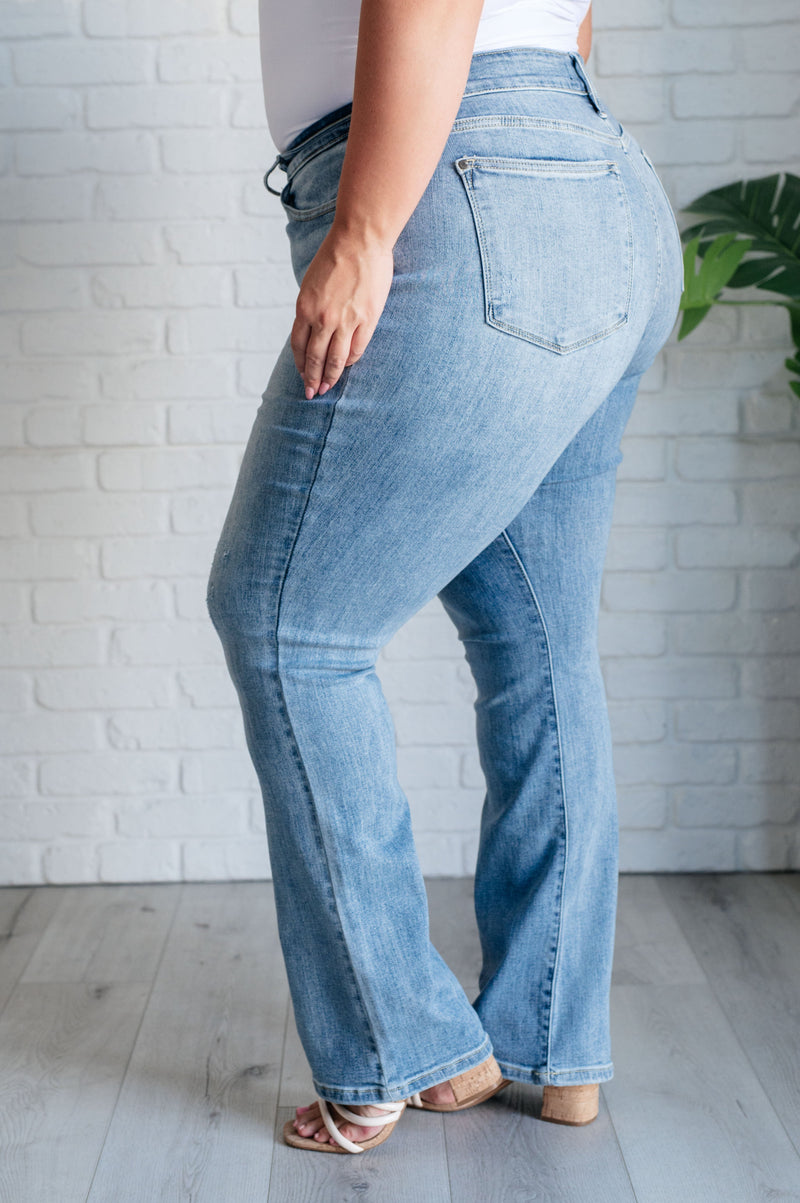 Hazel Blues® |  Alana Mid Rise Clean Bootcut Jeans