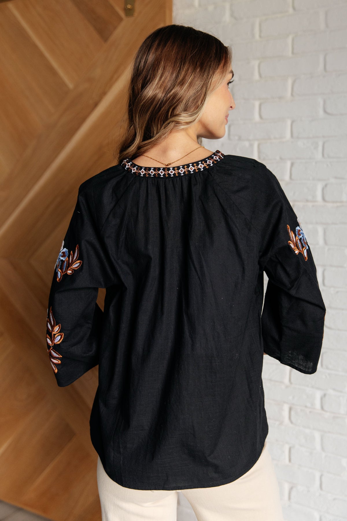 Hazel Blues® |  All In Me Embroidered V-Neck Blouse