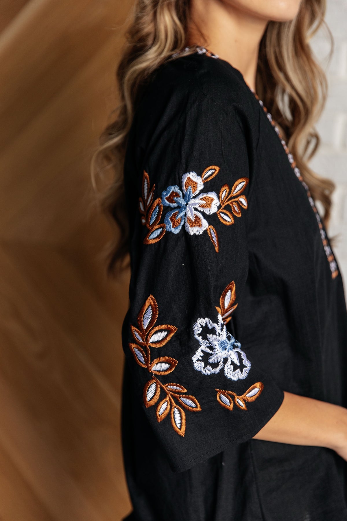 Hazel Blues® |  All In Me Embroidered V-Neck Blouse