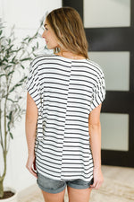Hazel Blues® |  All Lined Up Dolman Sleeve Top in Black Ivory