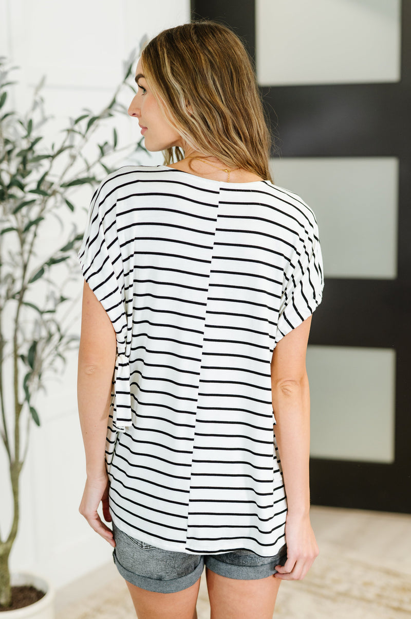 Hazel Blues® |  All Lined Up Dolman Sleeve Top in Black Ivory