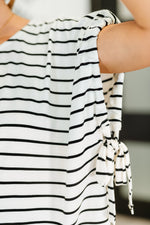 Hazel Blues® |  All Lined Up Dolman Sleeve Top in Black Ivory