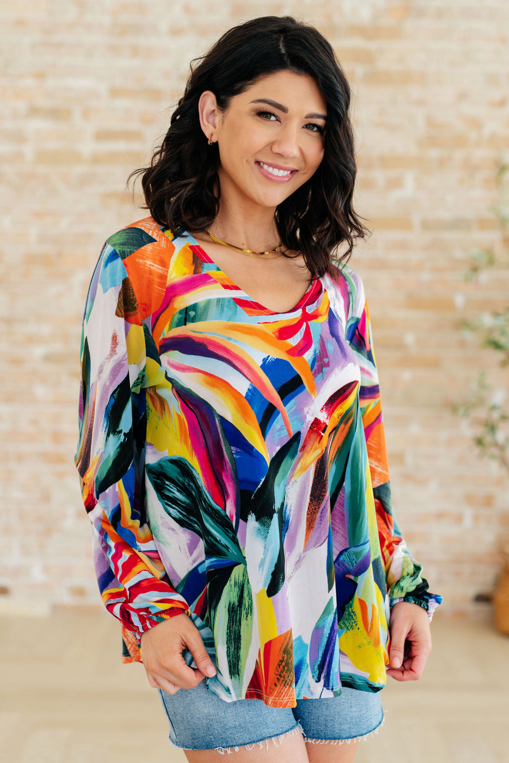 Hazel Blues® |  All Over The World Scoop Neck Blouse