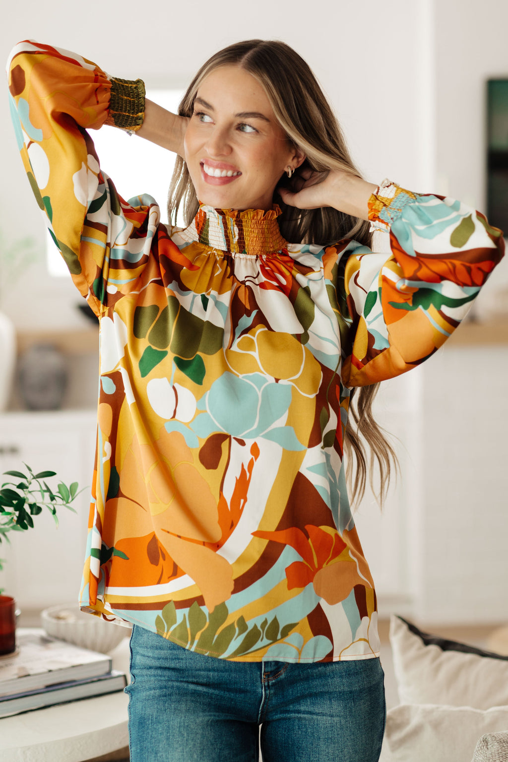 Hazel Blues® |  All Together Now Mock Neck Blouse