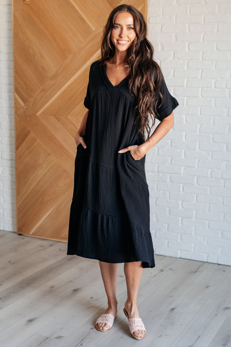 Hazel Blues® |  Always Learning Dolman Sleeve Dress in Black