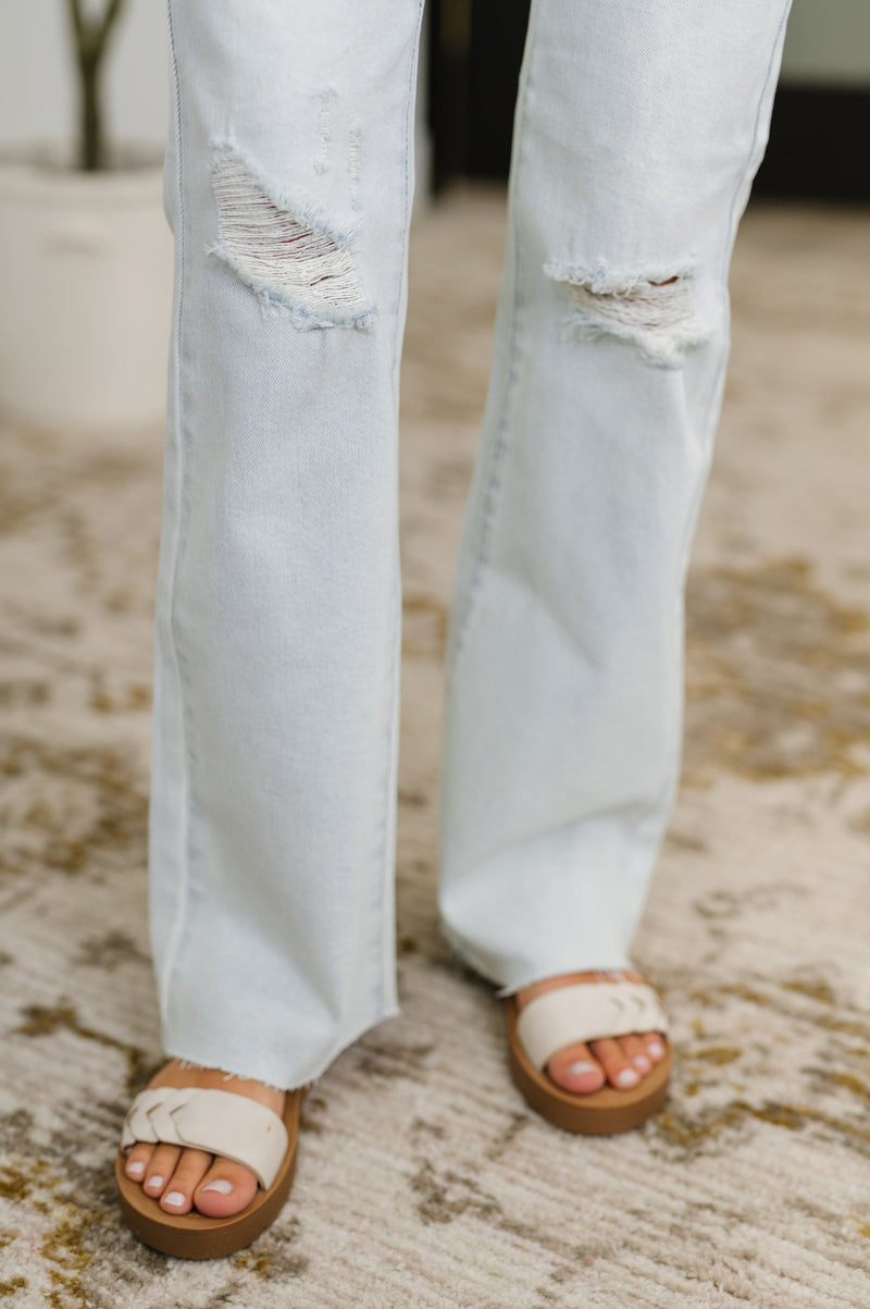 Hazel Blues® |  Alyse Mid Rise Destroy & Fray Hem Bootcut